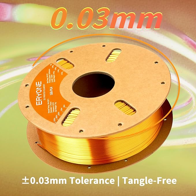 ERYONE Silk PLA Filament for 3D Printer 1.75mm +/- 0.03mm, 2KG Cardboard Spool, Silk Liquid Gold - Image 5
