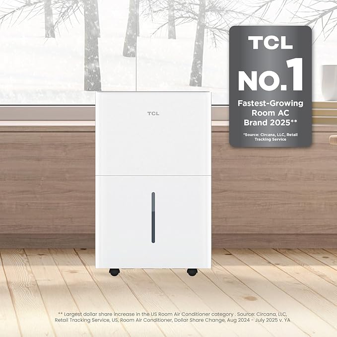 TCL 2000 Sq. Ft. Smart Dehumidifier, Energy Star Most Efficient 2024, Ultra-compact, 25 Pints Per Day, Ideal for Basements, Rooms, and Other Living Spaces, Works with Alexa/Google Assistant – H25D44W - Image 2