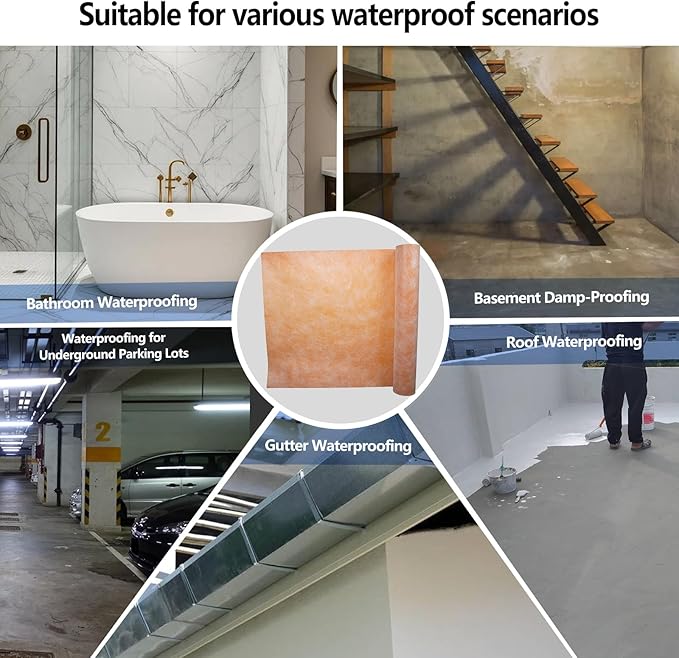 3.3 FT x 98.5 FT Waterproof Membrane for Shower, 23.6 mils Thick Underlayment Waterproof Polyethylene 323 sq ft, Walls Tile Underlayment Fabric for Sauna Bathroom, Bathroom - Image 7