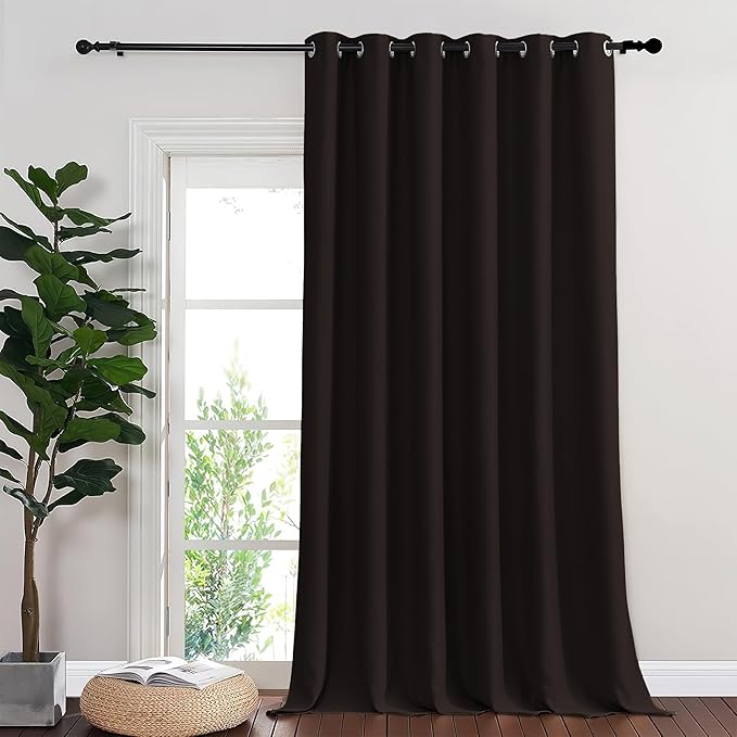 NICETOWN Blackout Sliding Glass Door Curtains, Room Darkening Thermal Insulated Curtains for Living Room Bedroom, Extra Wide Window Drapes, 1 Panel, W80 x L118, Toffee Brown by NICETOWN