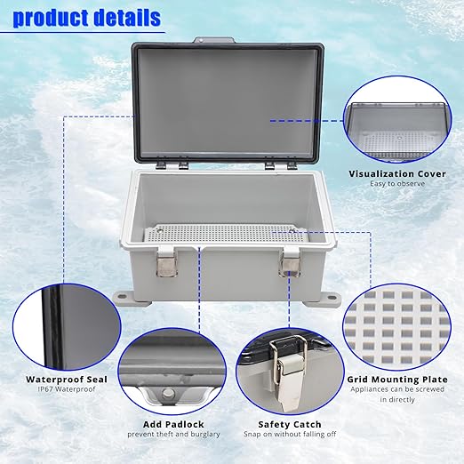MAKERELE Waterproof Junction Box with Clear Cover,IP67 Waterproof Dustproof Universal Project Boxes for Electronics 11.4×7.5×5.5 inch（290×190×140mm） - Image 4