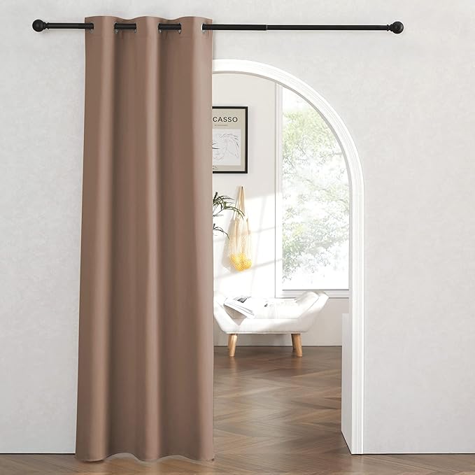 RYB Home Blackout Curtains Thermal Insulating Privacy Temporary Door Curtains for Bedroom Closet Doorway Accordion Door Interior Living Room Kids Nursery Dining, Wide 60 x Long 90 inch, Cappuccino by RYBHOME
