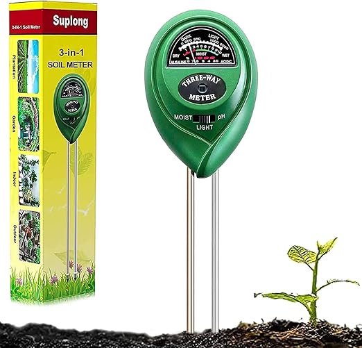 Suplong 3-in-1 Soil Moisture Meter, Upgraded Stainless Steel Probe Soil pH/Light/Moisture Meter for Plants, Soil Tester for Garden, Farm, Lawn, Indoor & Outdoor (No Battery Needed) by Suplong
