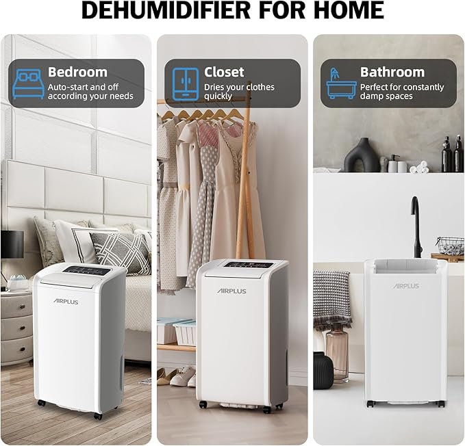 AIRPLUS 4,500 Sq.Ft 70 Pint Dehumidifier for Basements and Home-with Drain Hose,Efficient,Energy-with Dual Protection and 4 Smart Modes,24H Timer,Defrost,for Large room - Image 8