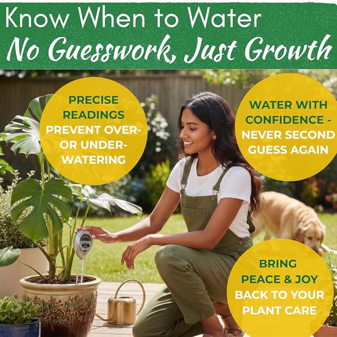 Houseplant Health Meter – 3-in-1 Tool to Prevent Overwatering, Root Rot & Leaf Burn | Test Soil Moisture, Sunlight & pH | Simple, Easy, Battery-Free | Suitable for Indoor, Outdoor & Potted Plants - Image 5