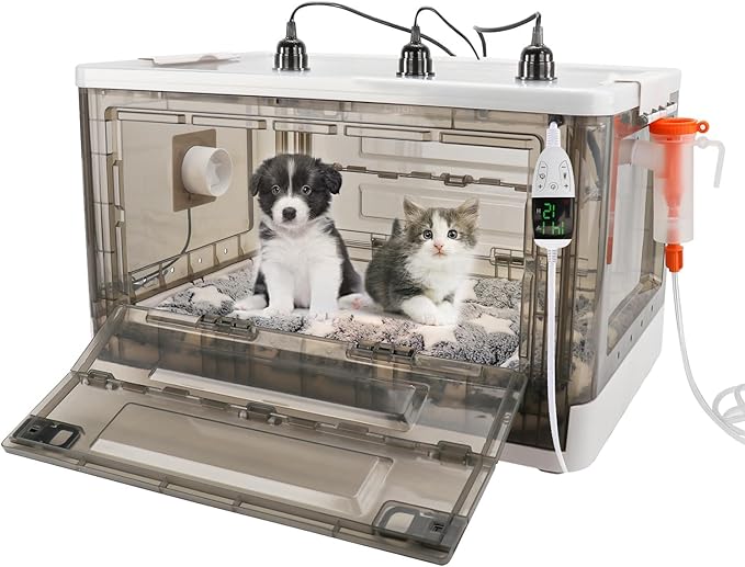 Puppy Incubator with Heating - 2026 New Puppy Incubators, Temperature Control & Quiet Ventilation, Kitten Incubators, Incubator for Puppies with 3Heat Lamp (23"x17"x14") - Image 2