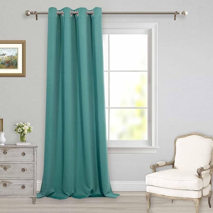 MYSKY HOME Blackout Curtains for Living Room Teal Curtains for Sliding Door Thermal Insulated Room Darkening Solid Grommet Window Drapes for Dining Room, 1 Curtain Panel, 52 x 108 Inch, Teal - Image 9