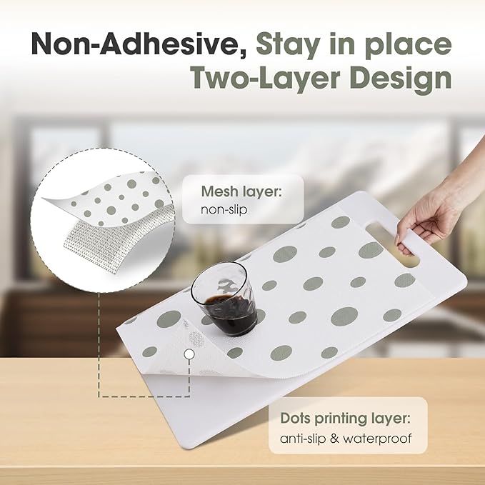 Drawer and Shelf Liner, Non-Slip Kitchen Cabinet Liners Non-Adhesive Thick Strong Grip Waterproof Washable Mats Protect Dresser Shelves Cupboard Bathroom Cabinets, Polka Dot, 18 in X 20 FT - Image 2