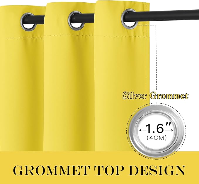NICETOWN Sliding Glass Door Curtain Extra Long 84 inches Long, Grommet Thermal Insulated Blackout Patio Door Curtain Panel for Bedroom/Pergola, Bright Yellow, 1 Panel, W100 x L84 - Image 5