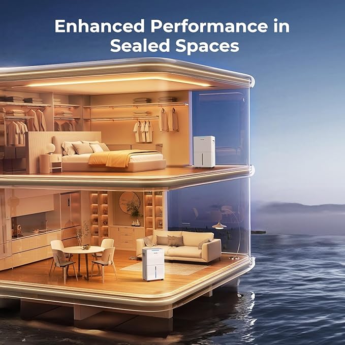 1500 Sq.ft Dehumidifier for Basement, SEAVON 21 Pint Dehumidifiers with Drain Hose for Home Large Room Bedroom Bathroom, Powerful Moisture Removal, Smart Humidity Control & Display, 24H Timer, 3 Mode - Image 9