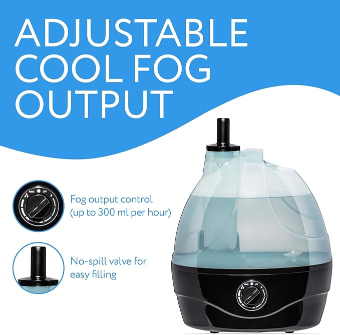 Evergreen Pet Supplies Reptile Fogger & Humidifier - Adjustable Fog Output for Mini Terrarium Fogger - 2 L Tank with Auto Shut-Off for Tortoise Humidifier - 2 L, Black/Clear - Image 5