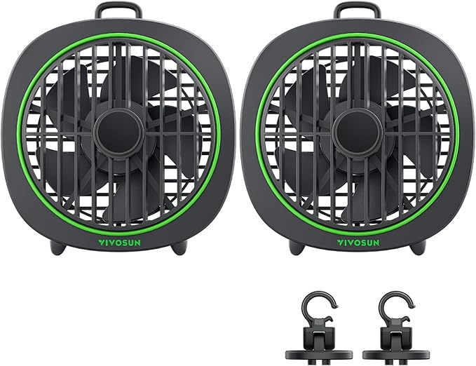 VIVOSUN AeroWave D4, 4” Grow Tent Clip Fan with Detachable Hook, 3-Speed Strong & Quiet Airflow, Adjustable Airflow Angle for Hydroponics, Circulation & Cooling, Black, 2-Pack by VIVOSUN