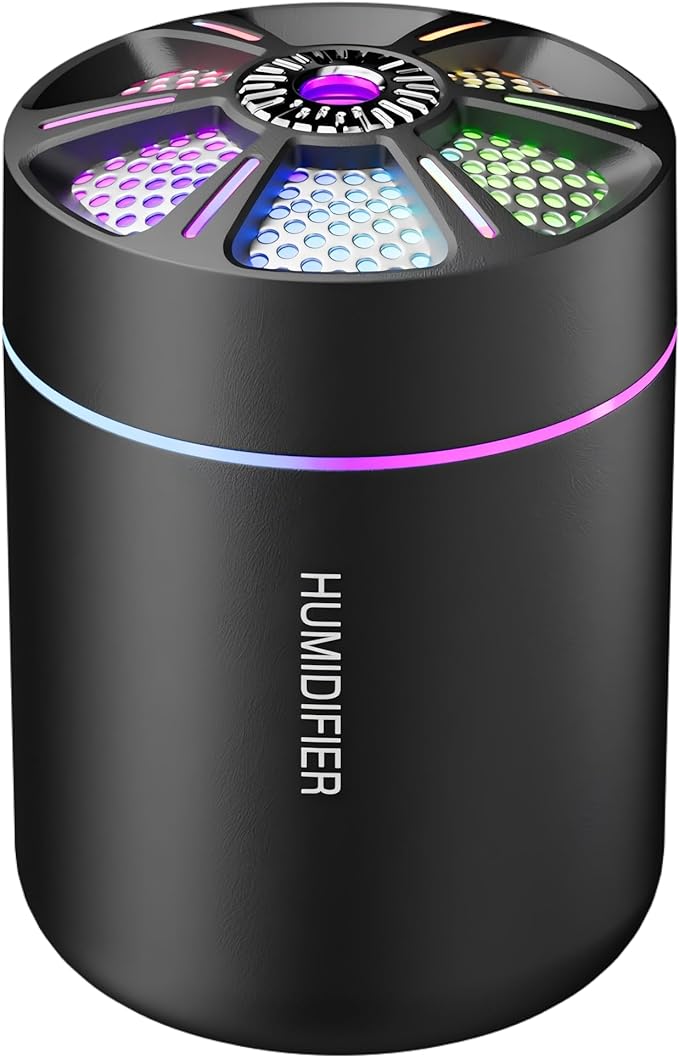 180ml Portable Small Humidifier with Colorful LED Night Light, USB Personal Desktop Humidifier for Car Home Office Travel, Auto Shut-Off, 2 Mist Modes, Super Quiet by HKTOPCNE