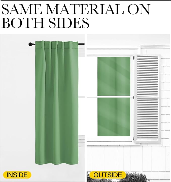NICETOWN Vertical Blinds Window Curtain Panels - (Forest Green Color) 42 by 84 Inches, Set of 2, Energy Saving Rod Pocket and Back Tab Blackout Curtains for Nursery loft Cafe Laundry - Image 6