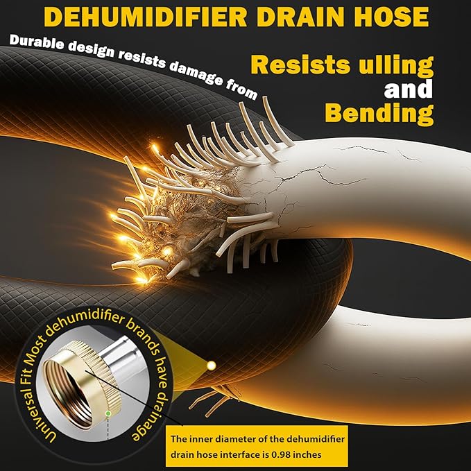16.5FT Dehumidifier Drain Hose with 3/4 Inch FHT Leak-Proof and Rust-Resistant Connector Portable AC Tangle-Free Thickened Drain Hose Indoor Perfectly Fit Most Dehumidifier Models - Image 6