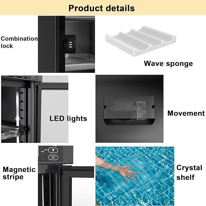 AUTENS Dehumidifying Dry Cabinet Box with Combination Lock,Digital Control Noiseless and Energy Saving,for Camera Lens,Electronic Equipment,Collectibles Storage,Temperature Humidity LED Screen (80L) - Image 5