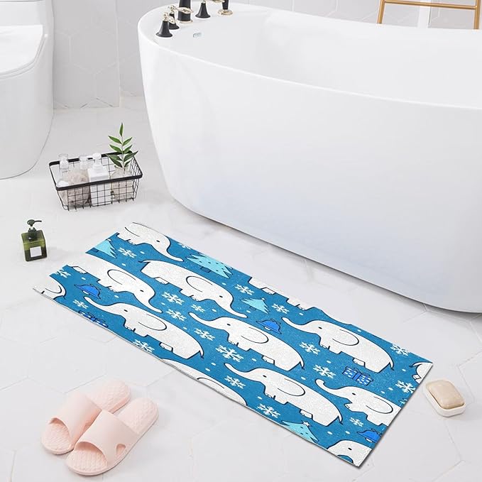 White Elephant Snowflake Blue Christmas mats Non Slip Anti-Mold Bath Rugs for Bathroom for Indoor Doormat Accessories decoración 39 x 20 in alfombra para ba?o - Image 8