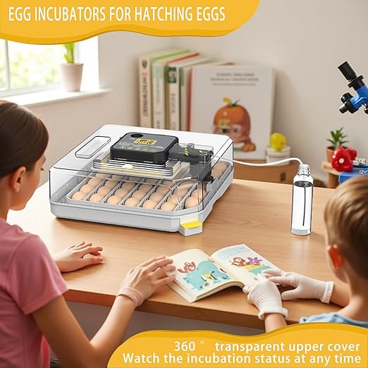 Incubators for Hatching Eggs 48 Egg Incubator with Automatic Turning and Humidity Control for Chicken Duck, Egg Candler for Chicken Eggs Goose Incubator Duck Quail Chick for Hatching Poultry (Grey) - Image 5