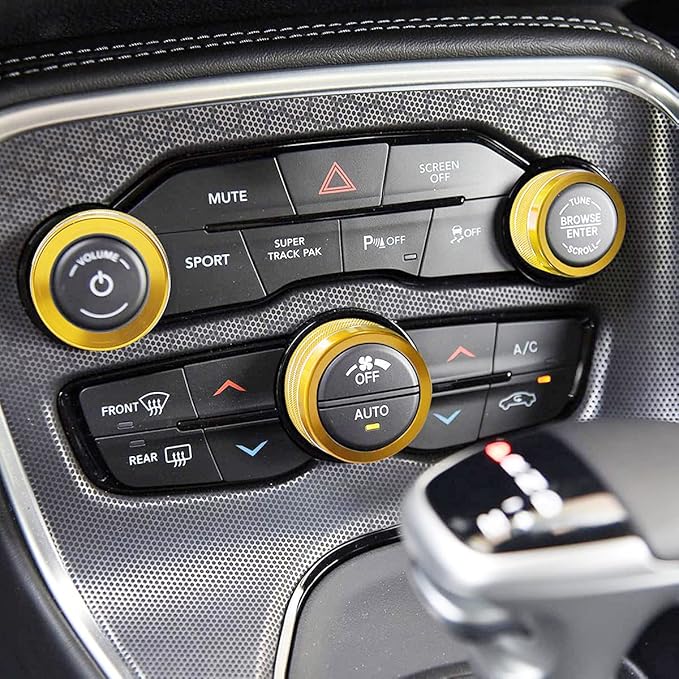 Auprite Climate Control Knob Covers for Challenger Accessories 2015-2023 2024, for Dodge Charger 2015-2023 2024, for Dodge Chrysler 300/300s 2015-2024,3Pcs Kit (Gold) - Image 7
