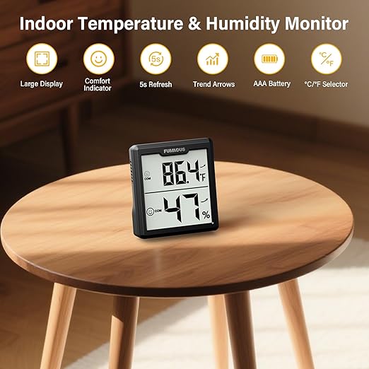 3 Pieces Digital Hygrometer Indoor Thermometer Humidity Meter with Accurate Temperature and Humidity Monitor for House, Baby Room, Office, Greenhouse, Cellar (Black) - Image 3