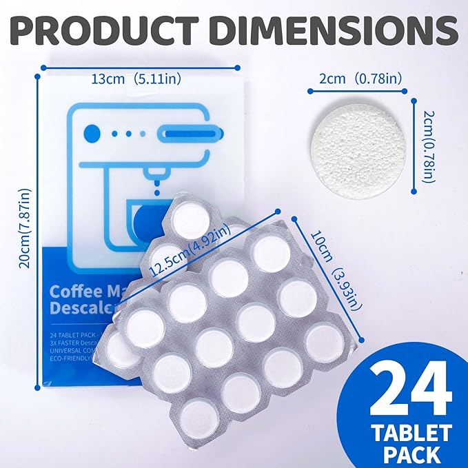 Coffee Descaler Tablets - 24 Count Universal Cleaner for Keurig, Nespresso, Descaling Solution for All Single Serve & Drip Coffee Makers - 1 Year Supply, 3X Faster Acting Coffee Maker Cleaner - Image 3