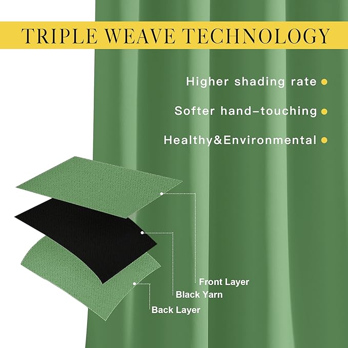 NICETOWN Blackout Patio Curtains 100 x 95 Inches Long for Sliding Door Extral Wide Blackout Curtain Panels Thermal Insulated Room Divider - Grommet Top, 100" W x 95" L, 1 Panel, Froest Green - Image 4