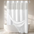 White Shower Curtain and Liner Set,230GSM Waffle Weave Textured Heavy Duty Hotel No Hook Shower Curtain 75" L x 72" W by Unknown