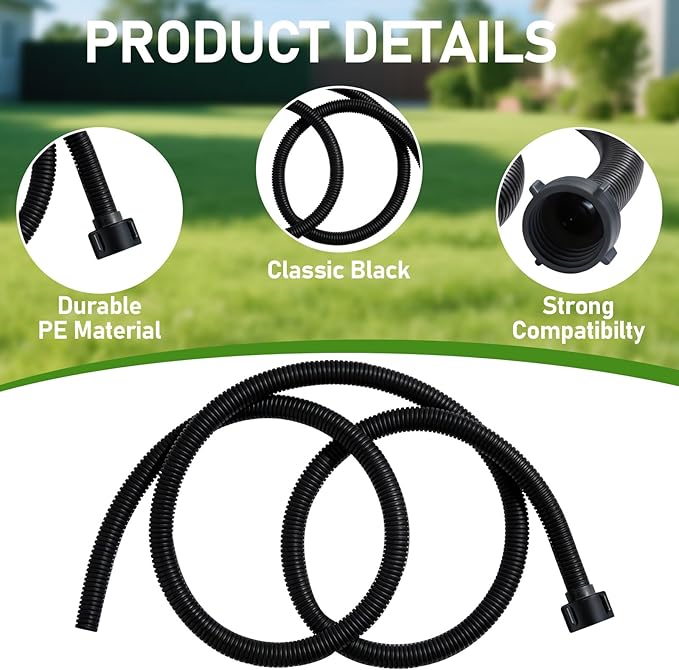 Dehumidifier Drain Hose 3/4 Inches FHT Connection with Rust-Resistant PE Connectors Cuttable Drainage Pipe Replacement Hose for Most Brand of Dehumidifiers, 5 Feet Black - Image 3
