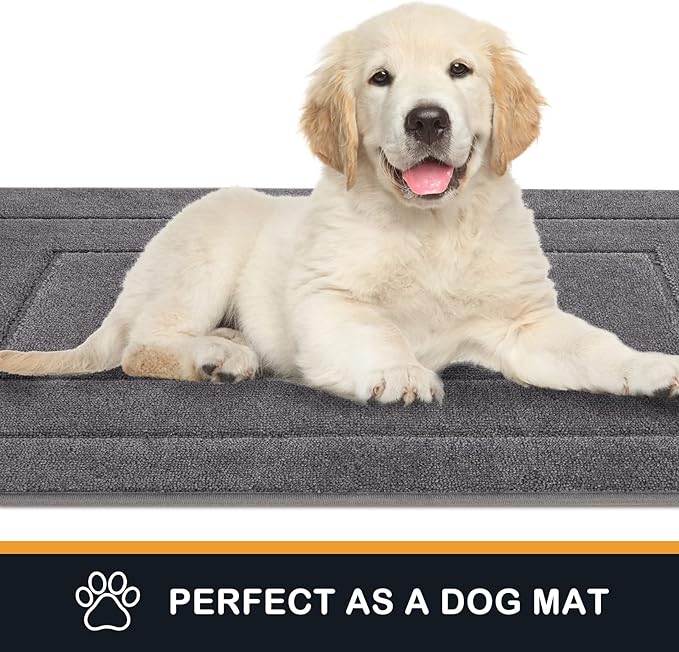 PURRUGS Dirt Trapping Door Mat 32" x 47", Non-Slip/Skid Machine Washable Entryway Rug, Dog Doormat, Super Absorbent Welcome Mat for Muddy Wet Shoes and Paws, Grey - Image 4