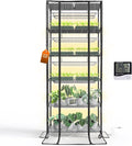 Bstrip 71" Indoor Greenhouse with Grow Light, 6-Tier DIY Plant Shelf with Adjustable Rack and Wheels, 8-Pack 192W Full Spectrum LED Plant Light for Indoor Plants, Seed Starting, (29.5" L x 13.8" W) by Bstrip