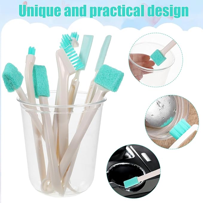 8 Pcs Small Cleaning Brushes for Tight Spaces, Multi-Purpose Tiny Cleaning Brush Crevice Tiny Cleanings Brush Set for Door Window Track Faucet Tight Spaces - Image 4