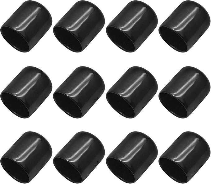 12Pcs Round Rubber End Caps 7/8" (22mm) Vinyl Flexible Bolt Chair Foot Covers Screw Thread Chair Leg Protectors for Round Tubing Bolt Desk Chair Leg (Black) by Bonsicoky
