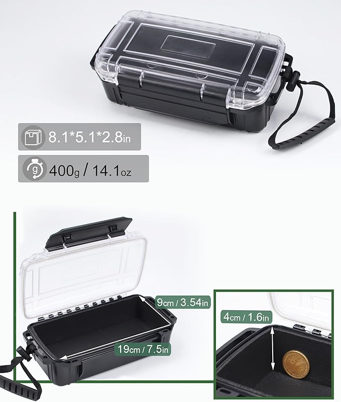 Waterproof Dry Box Small Waterproof Hard Case Micro Case with Foam Padding Dry Boxes Watertight Storage Container Case Protective Phone Box for Kayaking, Boating - Image 2