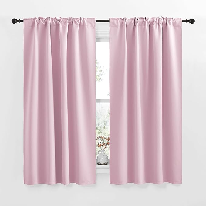 NICETOWN Blackout Curtain Panels for Living Room - (Baby Pink Color) 34x48 inch, 2 Panels Set, Room Darkening Blackout Drapes for Window - Image 2