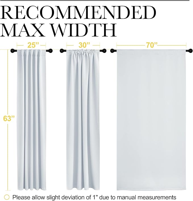 NICETOWN Living Room Darkening Curtain Drapes - (Cloud Grey Color) W70 x L63, Set of 2, Room Darkening Window Treatment Drapery Panels - Image 7