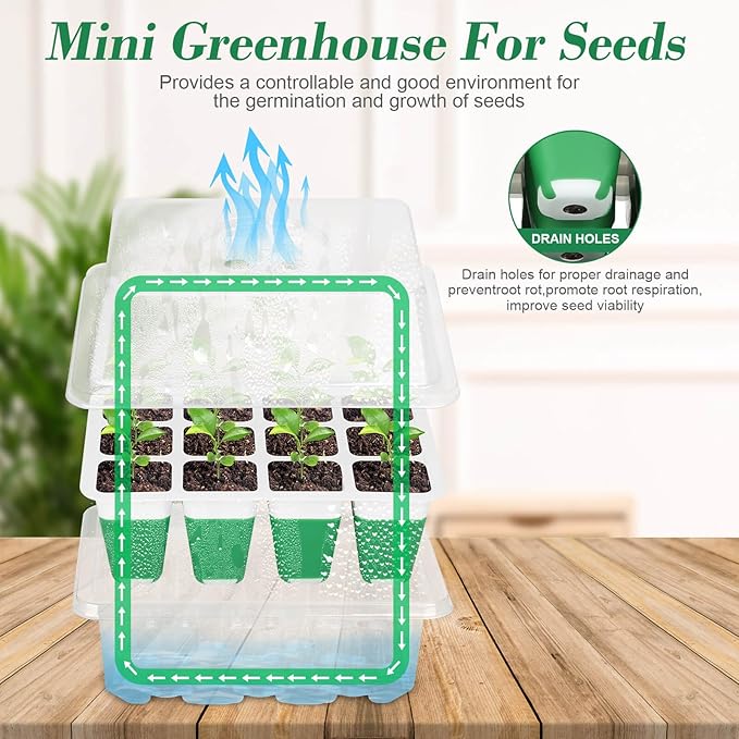 Mckanti 6 Pack Silicone Seed Starter Tray, Reusable Seed Starter Kit with Humidity Adjustable Dome, Lid and Tools for Indoor Seed Germination - Image 4
