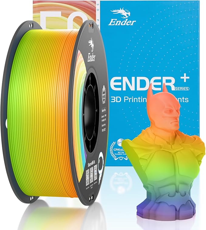 Official CREALITY 3D Printer Filament 1.75mm, Rainbow PLA+ Plus Pro Filament Toughness Upgraded, Ender PLA + Rainbow, 1kg Spool (2.2lbs), Dimensional Accuracy ±0.02mm, Fit Most 3D Printers by Creality