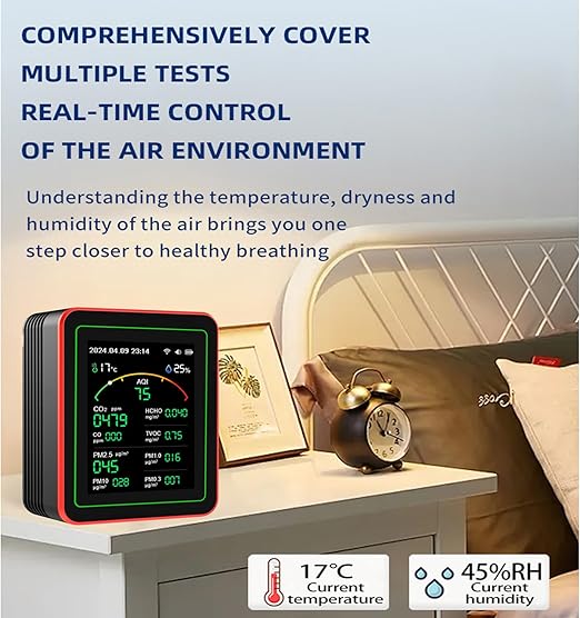 Smart Air Quality Monitor Indoor: WiFi Air Quality Tester, 15-in-1 Air Quality Meter with PM, CO2, TVOC, HCHO, AQI, Temperature and Humidity Sensor, App Remote Control, for Office Home - Image 6