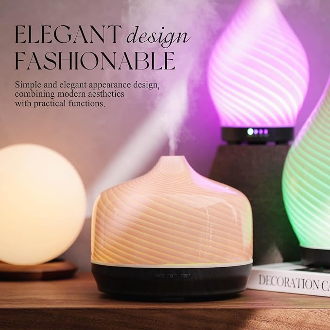 Porseme 500ml Glass Essential Oil Diffuser Aromatherapy Ultrasonic Cool Mist Humidifier 15-21 Running Hours Waterless Auto-Off Air Diffusers for Sleeping Yoga Office Working Spa and Rest (Pure Pink) - Image 4