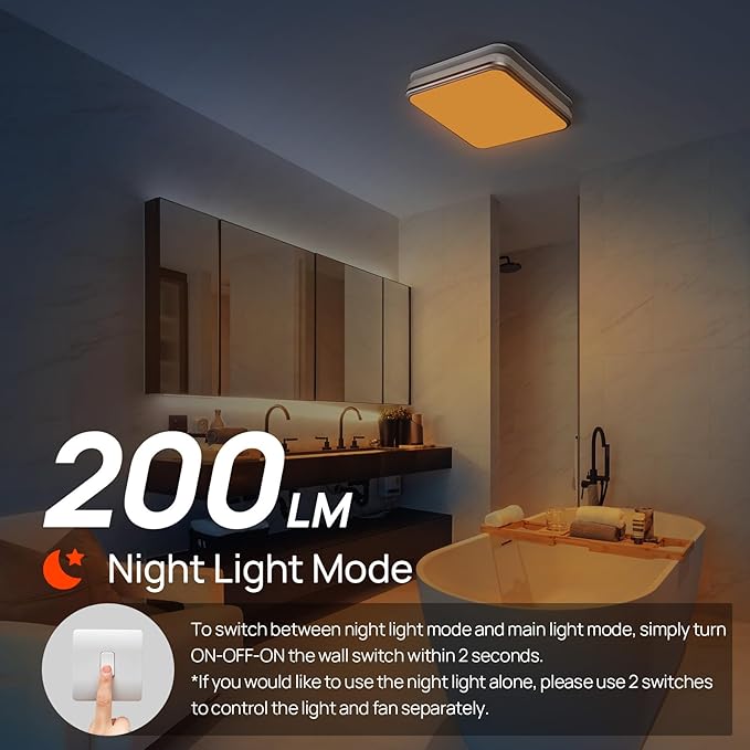Consciot Bathroom Exhaust Fan with Light, 110/160 CFM Adjustable, 0.8/1.0 Sone, suitable for mounting hole 11.39 x 10.42 inches, Bath Ventilation Fan with 1500Lm LED Light 3CCT Selectable & Nightlight - Image 7
