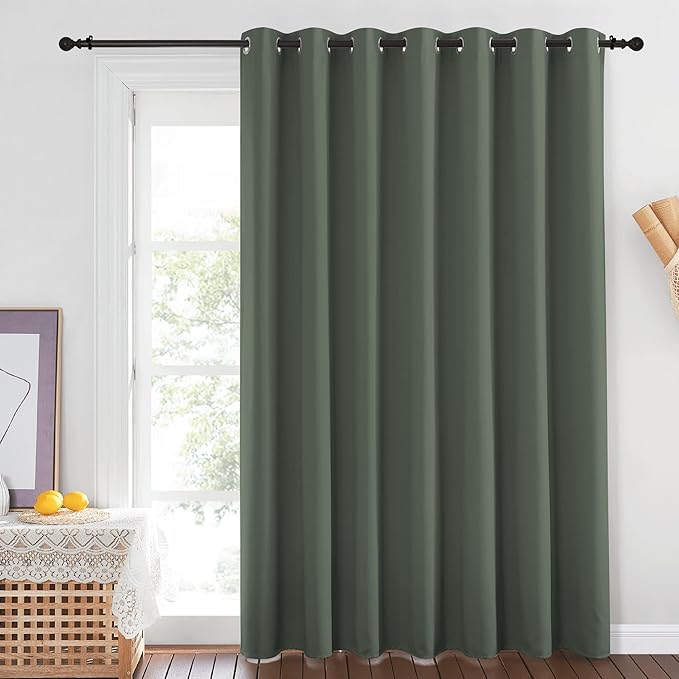 NICETOWN Blackout Sliding Door Curtains 84 inch Length - Grommet Thermal Curtain Room Darkening Sound Reducing Drape for Bedroom/Living Room (Dark Mallard, 1 Panel, W100 x L84) - Image 2