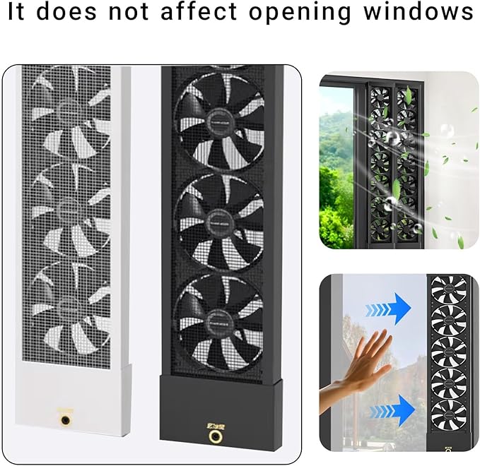 Vertical Window Exhaust Fan for Sliding Windows 5CM Retractable, Adjustable Speed Vertical Vent Fan for Household kitchen Humid and Basements Spaces(White,27.6-29.5) - Image 4