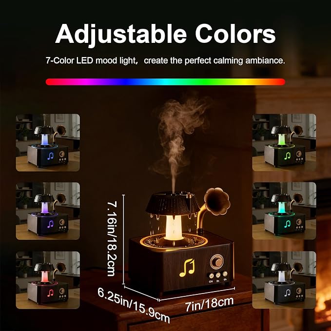 Morbou Raindrop Aroma Diffuser Room Humidifier with White Noise, 7-Color Air Mist Essential Oil Diffuser Sleep Sounds Aroma Rain Drop, with Remote Control Extra 2 Essential Oils - Image 3