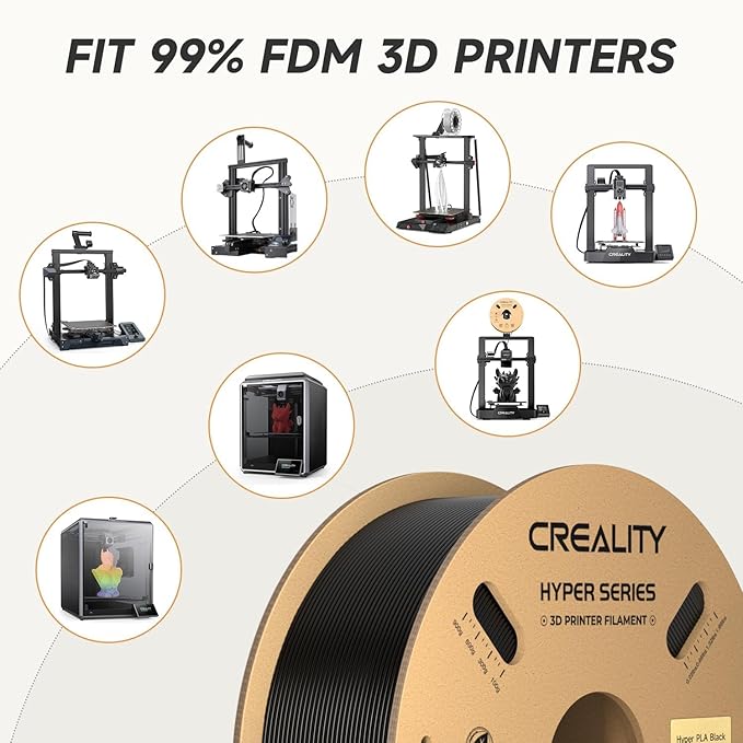 Official CREALITY Hyper PLA Filament 1.75mm, High Speed PLA 30-600mm/s Rapid 3D Printer Filament, Dimensional Accuracy +/-0.02mm, Fit Most FDM 3D Printers, 1KG(2.2lbs) Spool Black - Image 9