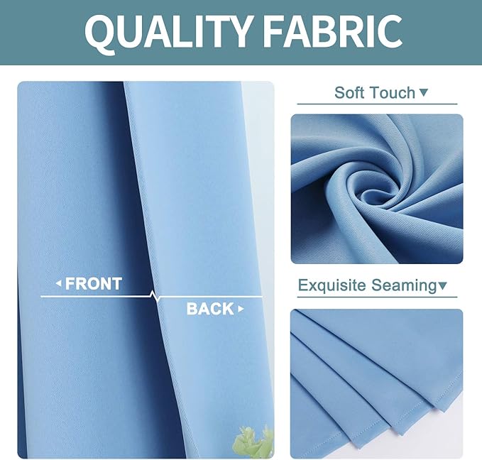 ChrisDowa Room Darkening Curtains 90 Inches Long 2 Panels Set for Living Room, Grommet Thermal Insulated Blackout Curtains for Bedroom (Sky Blue, 52 x 90 Inch) - Image 3