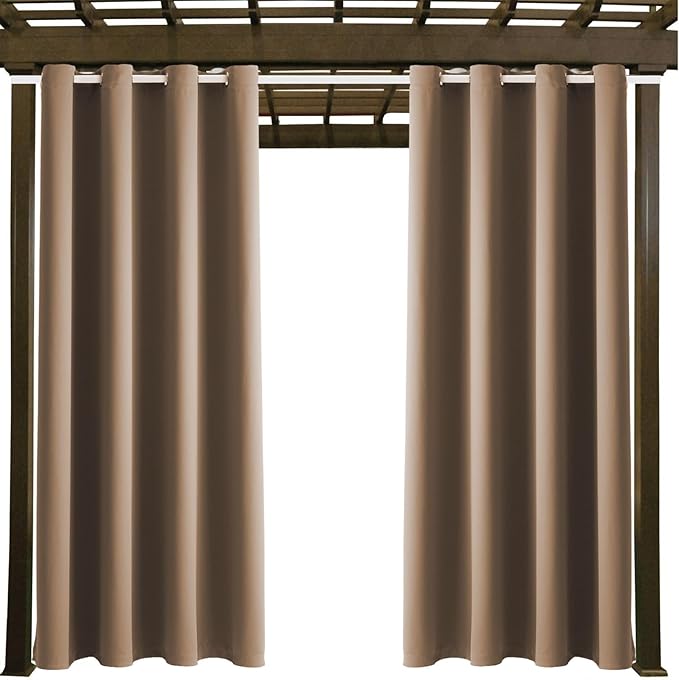 Waterproof Outdoor Curtain W52 x L63 - Grommet Top Sunlight Blocking Window Treatment Drapes Blackout Curtains for Home Bedroom Living Room Outdoor Patio Porch Pergola (Camel Brown, 2 Panels) - Image 9