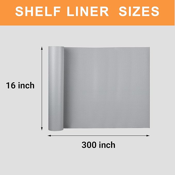Shelf Liners for Kitchen Cabinets 16-inch: Waterproof Non-Adhesive Drawer Liner Light Gray - 16 in x 300 Inch Easy to Clean Cupboard Mat for Pantry Shelves - Image 8