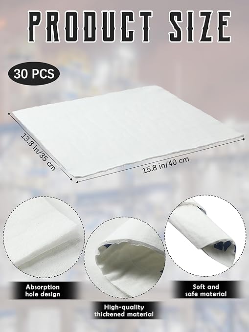 Domensi 30 Pcs Water Absorbent Pads 14" x 16" Water Absorbing Mat Wringable Reusable Absorbing Garage Mat for Home Basements Garages Kitchen Bathroom Floor - Image 2