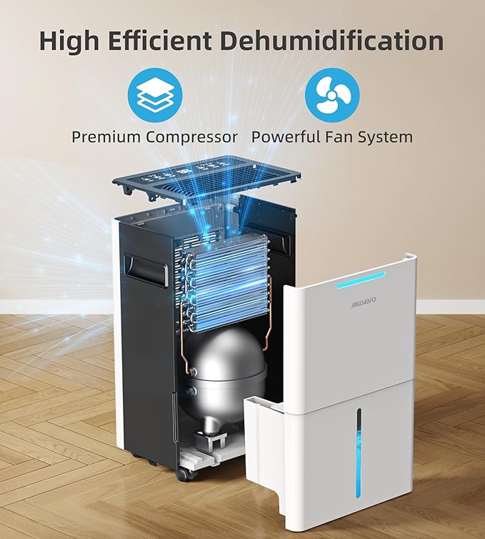 1500 Sq. ft Dehumidifier for Basement and Large Room, 21 Pints Dehumidifiers for Home with Drain Hose, Intelligent Humidity Control, 3 Modes, 24H Timer, Ideal for RV, Bathroom, Bedroom - Image 3