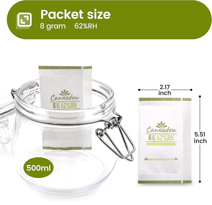 62% RH, 8g (15 Pack) Cannadew Humidity Packs Two-Way Humidity Control Pack - Moisture Absorbers & Hydration Packets for Curing and Storage - Image 2